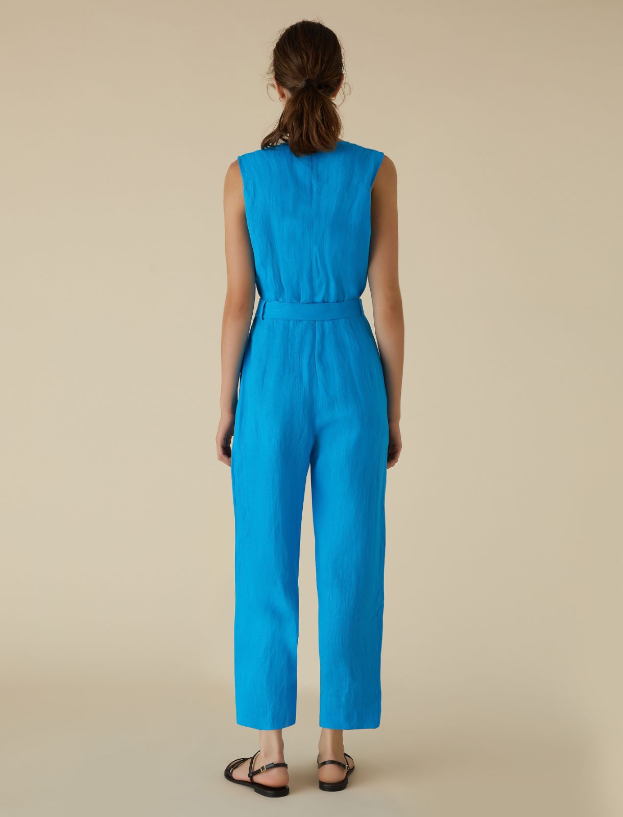 Linen jumpsuit - Turquoise - Marella - 2
