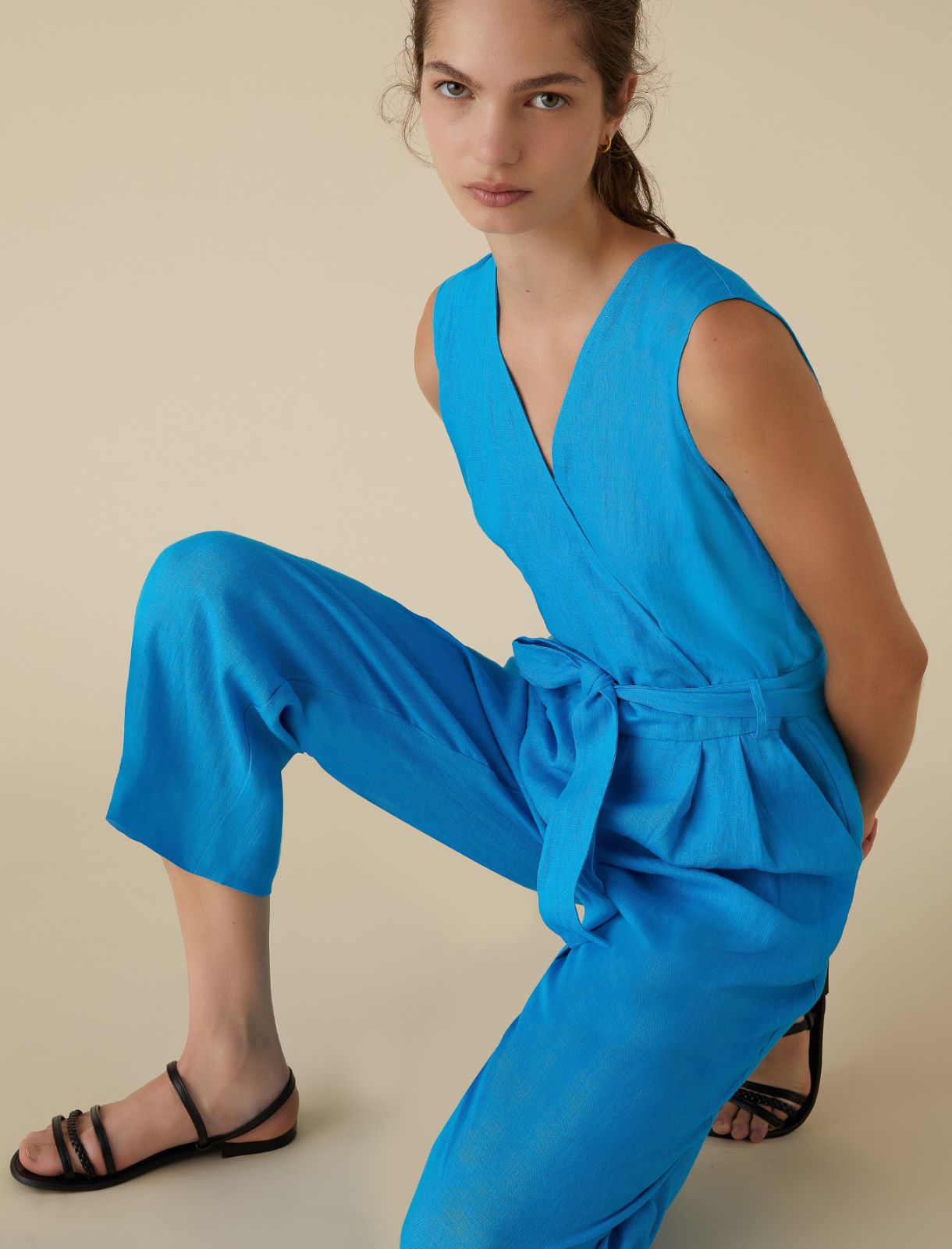 Linen jumpsuit - Turquoise - Marella - 3