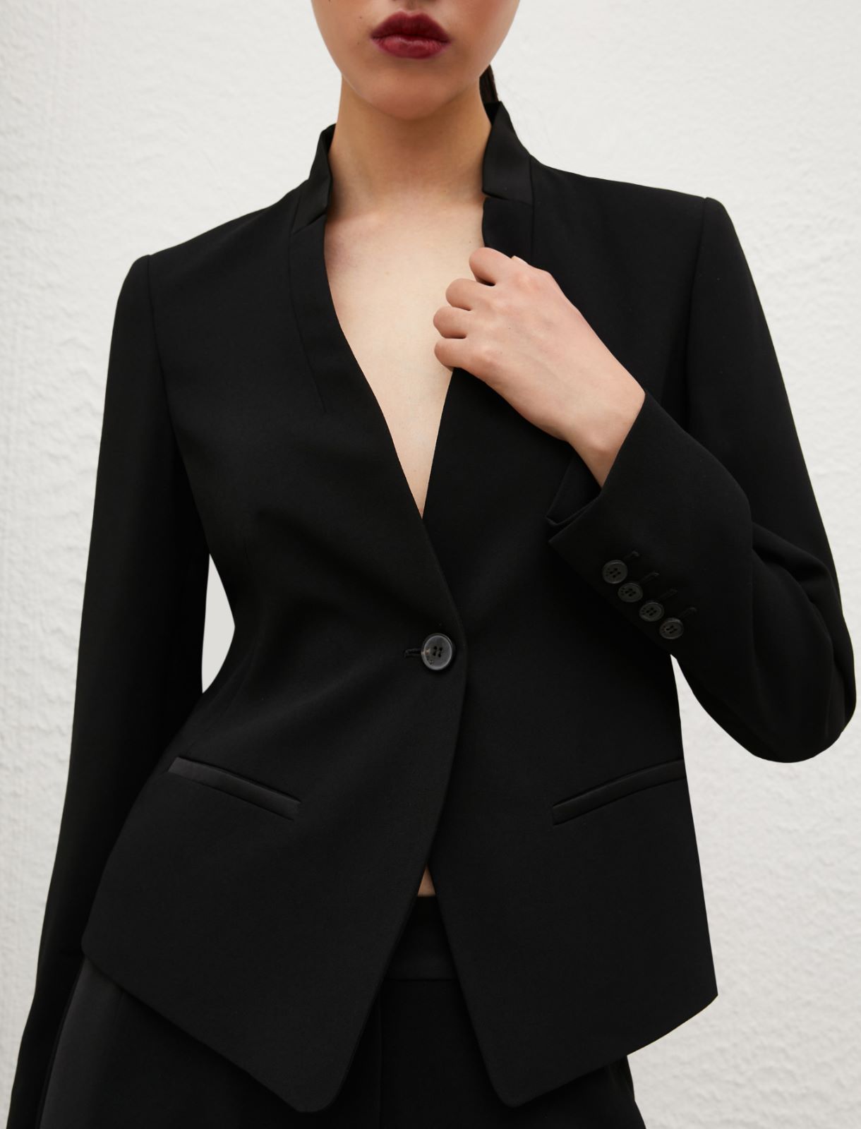 Stand-up collar blazer - Black - Marella - 3