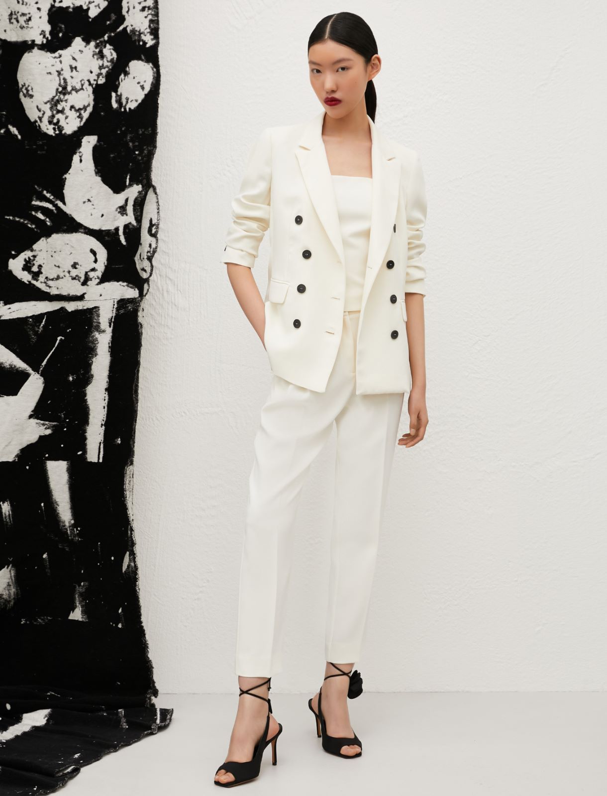 Double-breasted blazer - Wool white - Marella