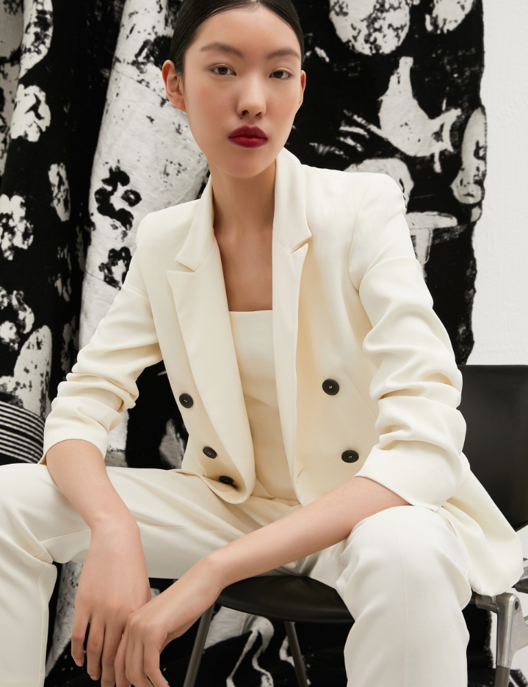 Blazer doppiopetto semi aderente - Bianco lana - Marella