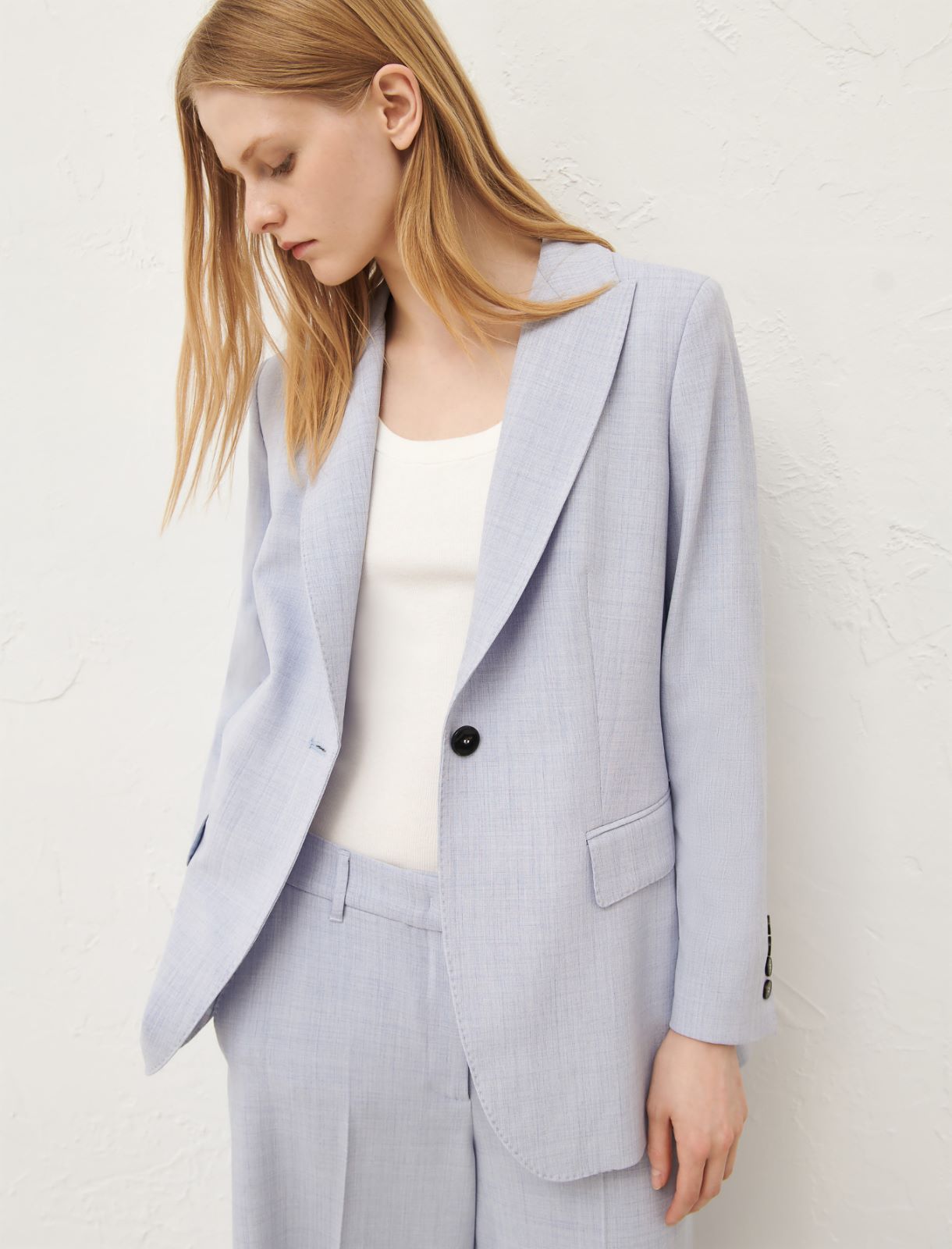 Basketweave mélange blazer - Sky blue - Marella - 3