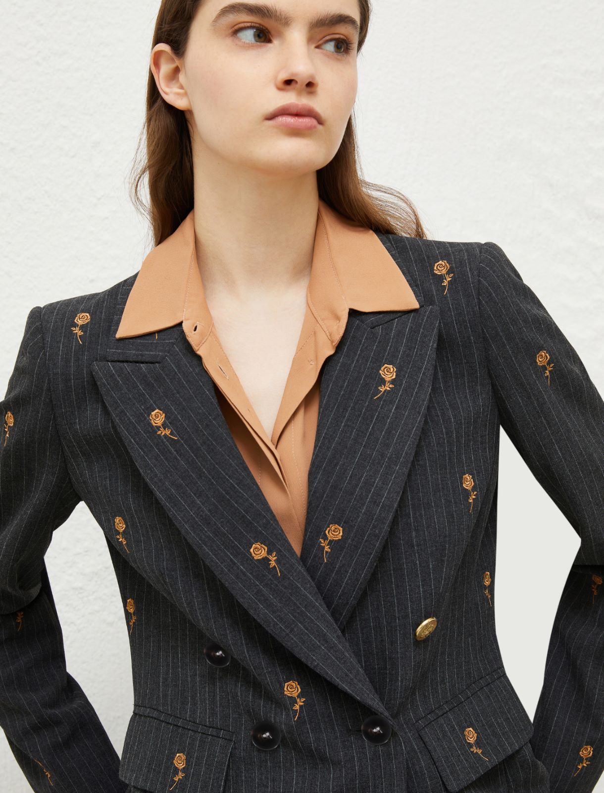 Embroidered blazer - Dark grey - Marella - 4