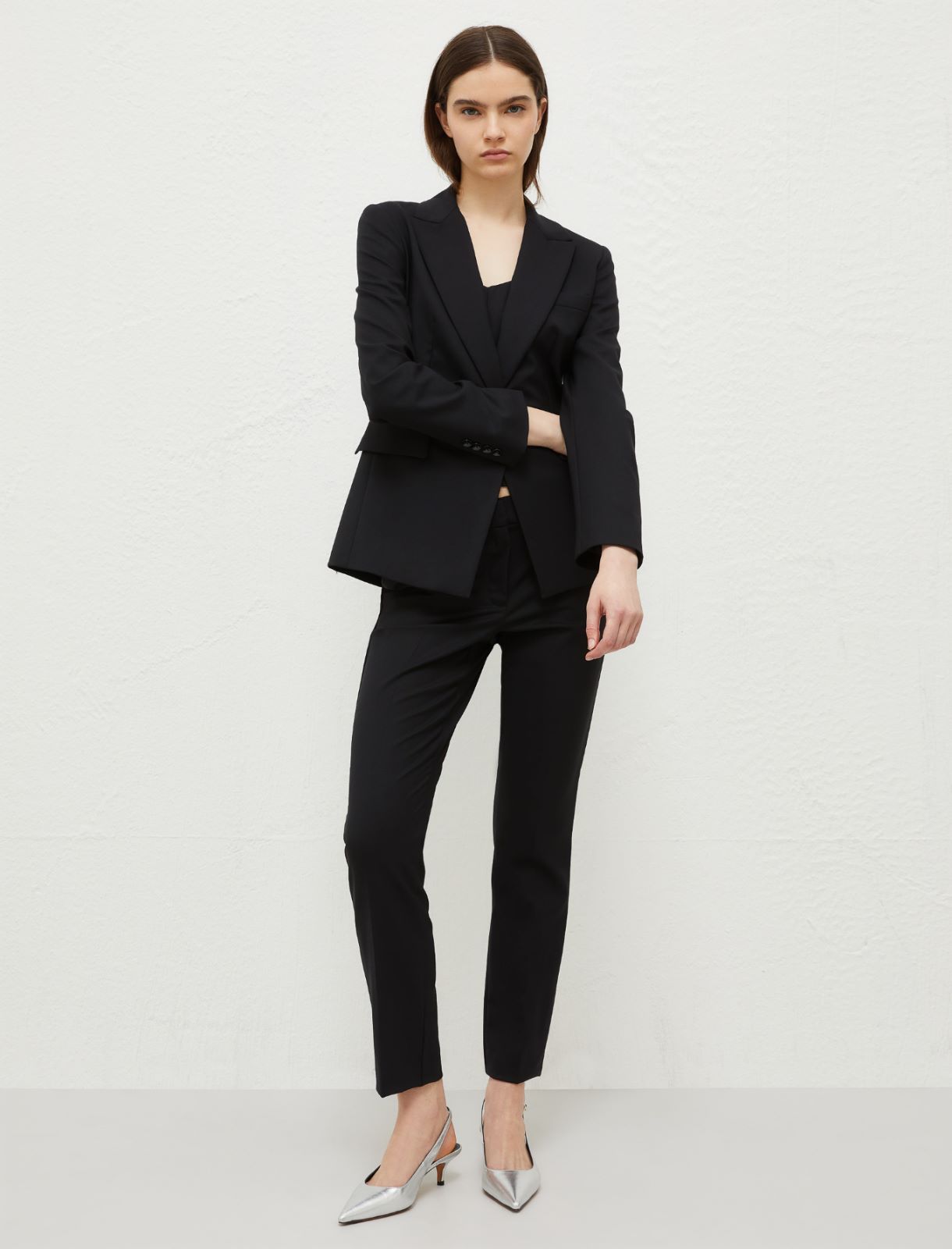 Blazer in gabardina stretch - Nero - Marella