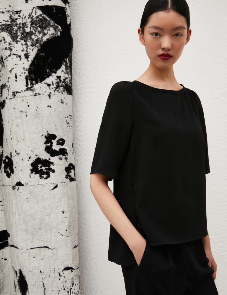 Blusa in crêpe - Nero - Marella