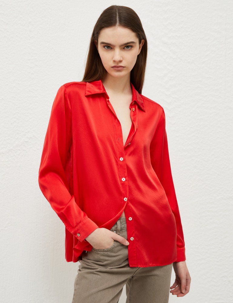 Silk satin shirt - Red - Marella