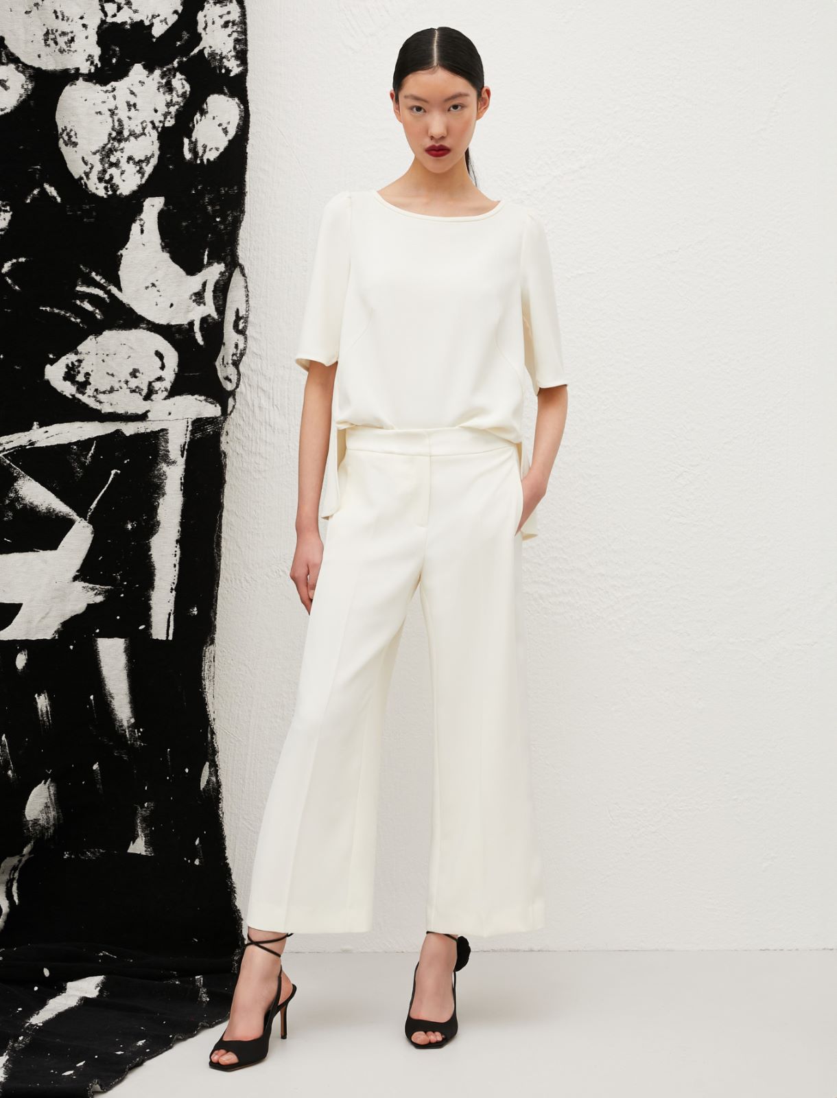 Cropped trousers - Wool white - Marella