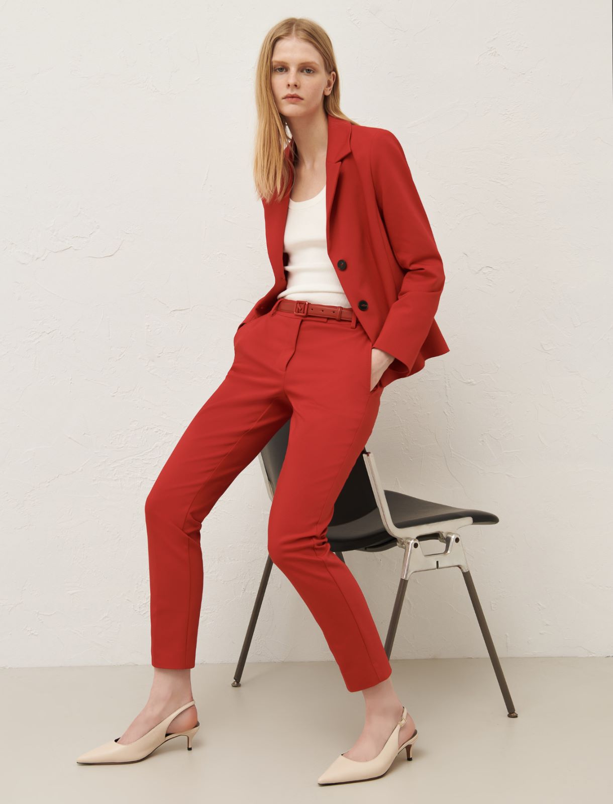 Cigarette trousers - Red - Marella - 3