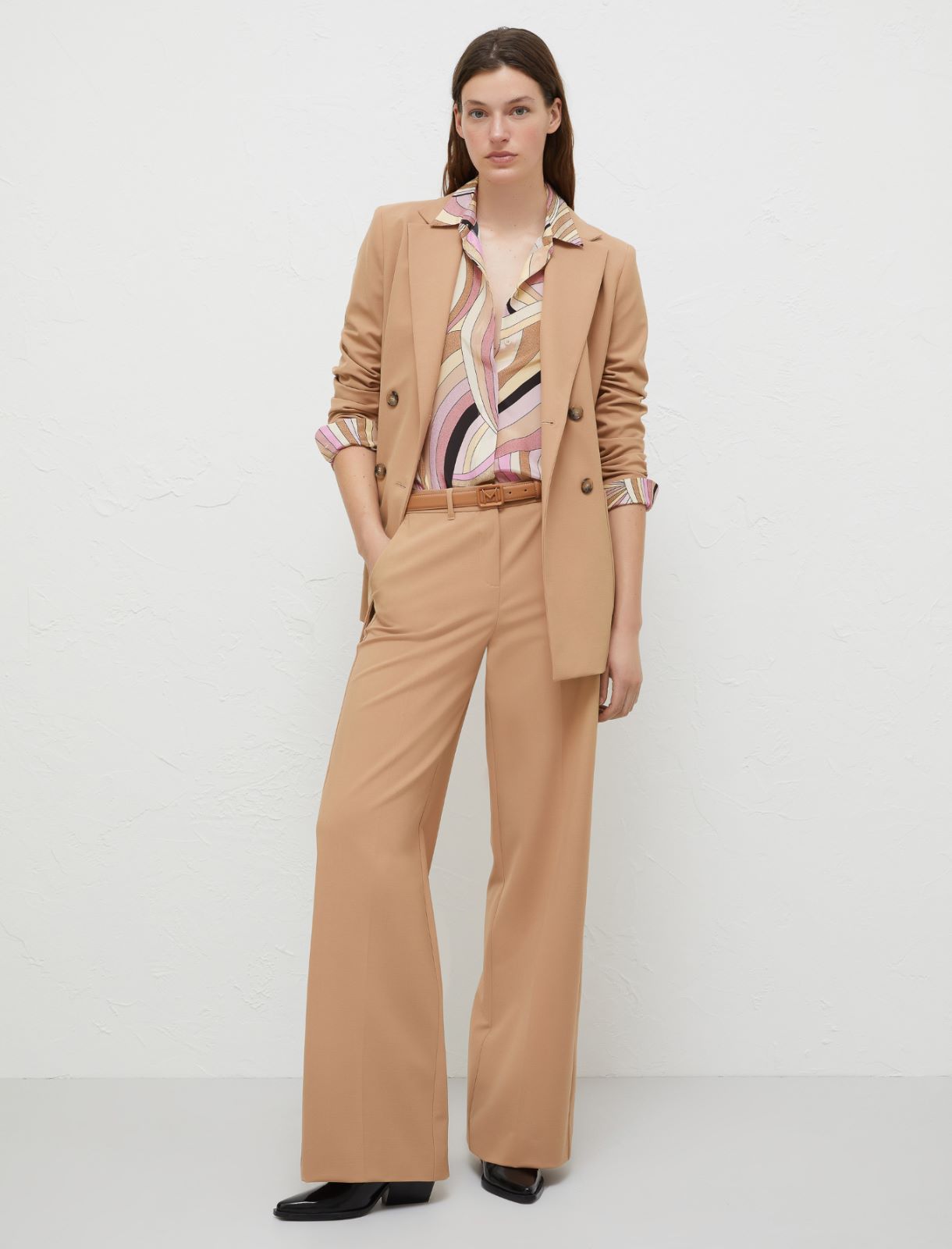 Pantaloni in tela stretch - Cammello - Marella