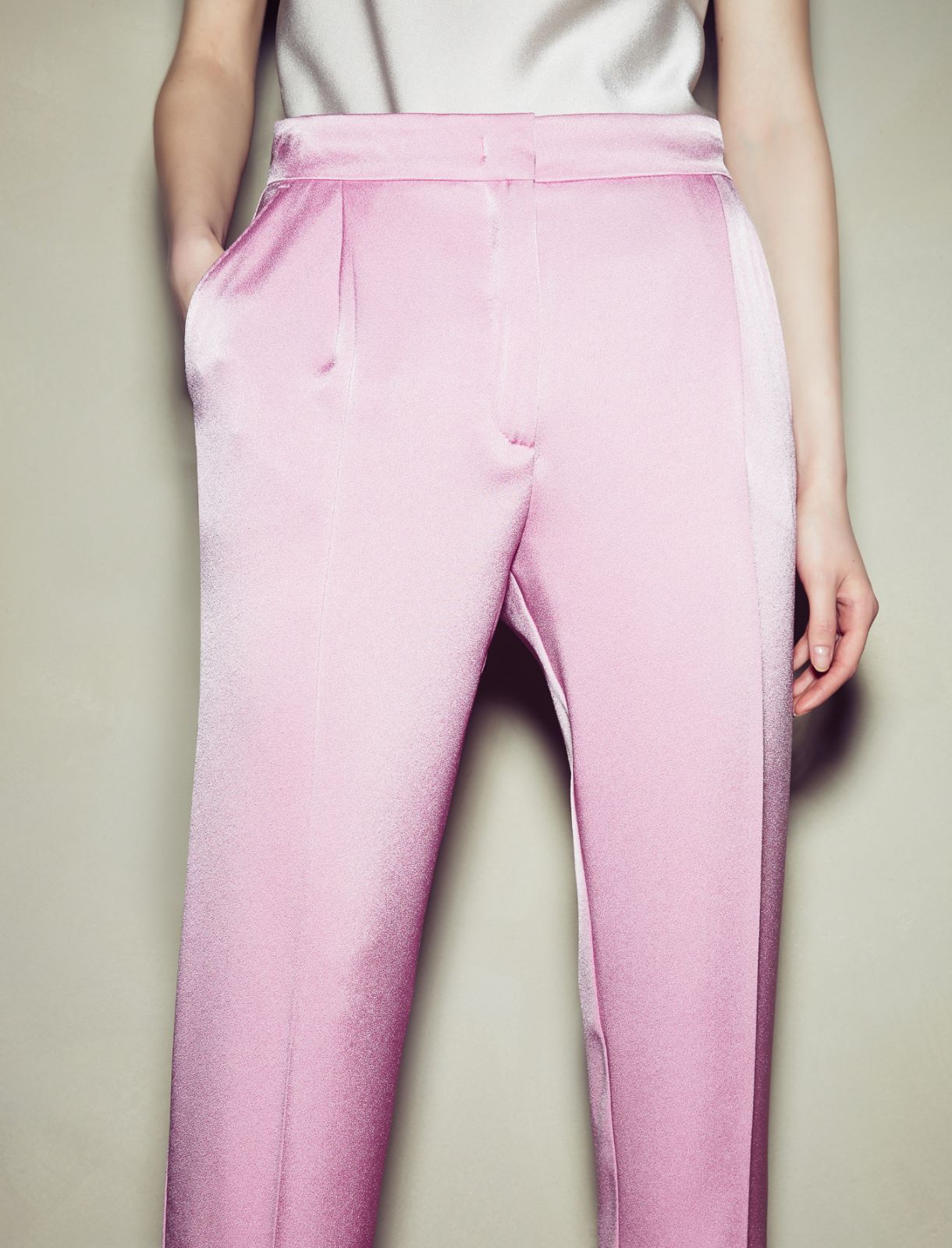 Pantaloni chino in satin - Rosa - Marella - 4