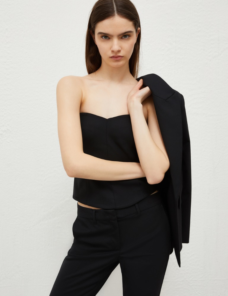 Bustier aderente in gabardina - Nero - Marella