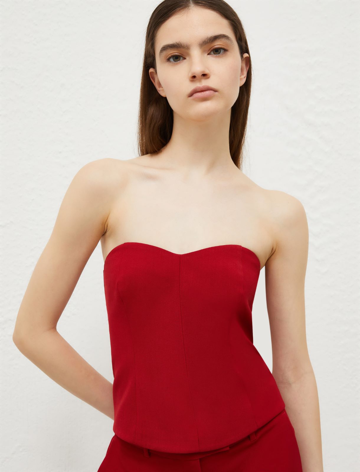 Gabardine corset - Dark red - Marella - 4