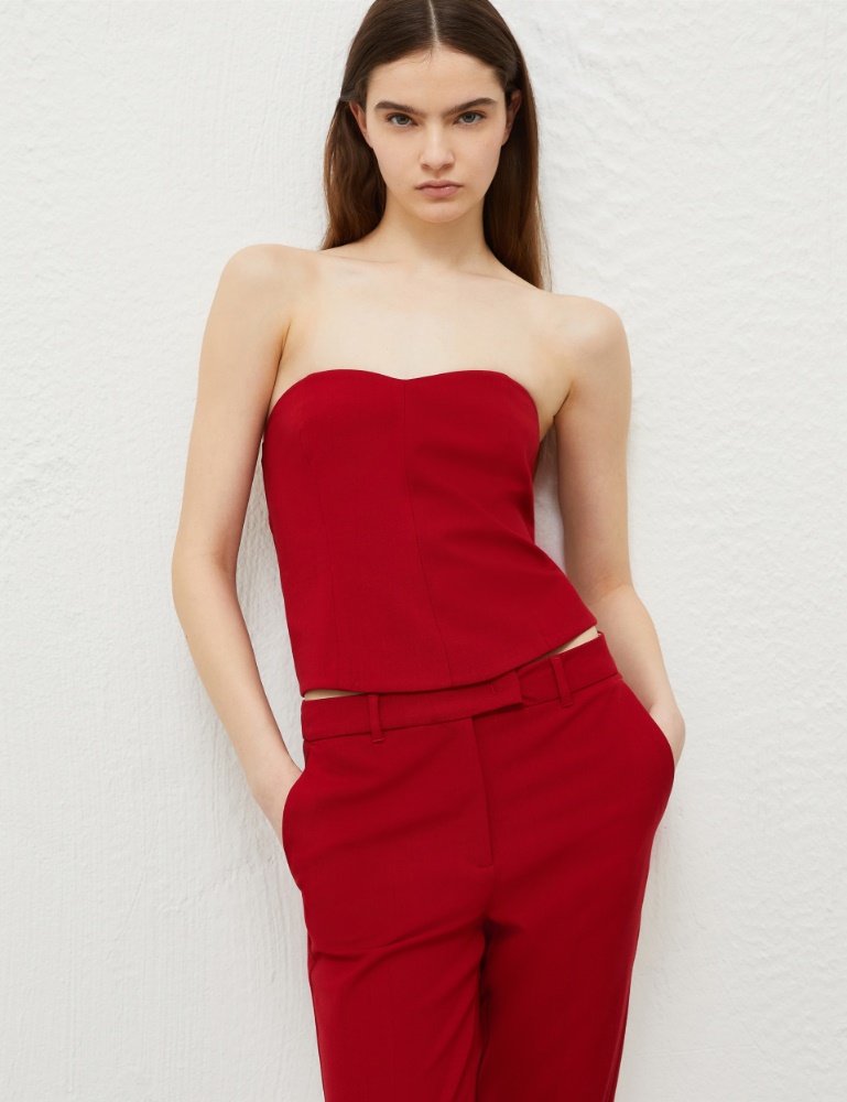 Bustier aderente in gabardina - Rosso scuro - Marella