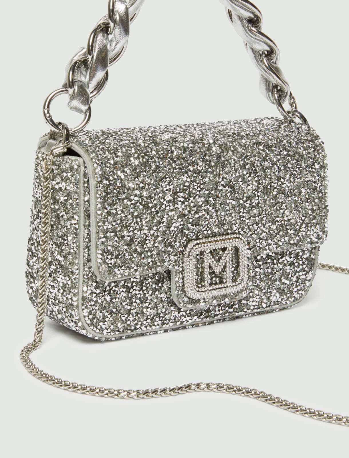 Minibag con logo e strass - Argento - Marella - 3