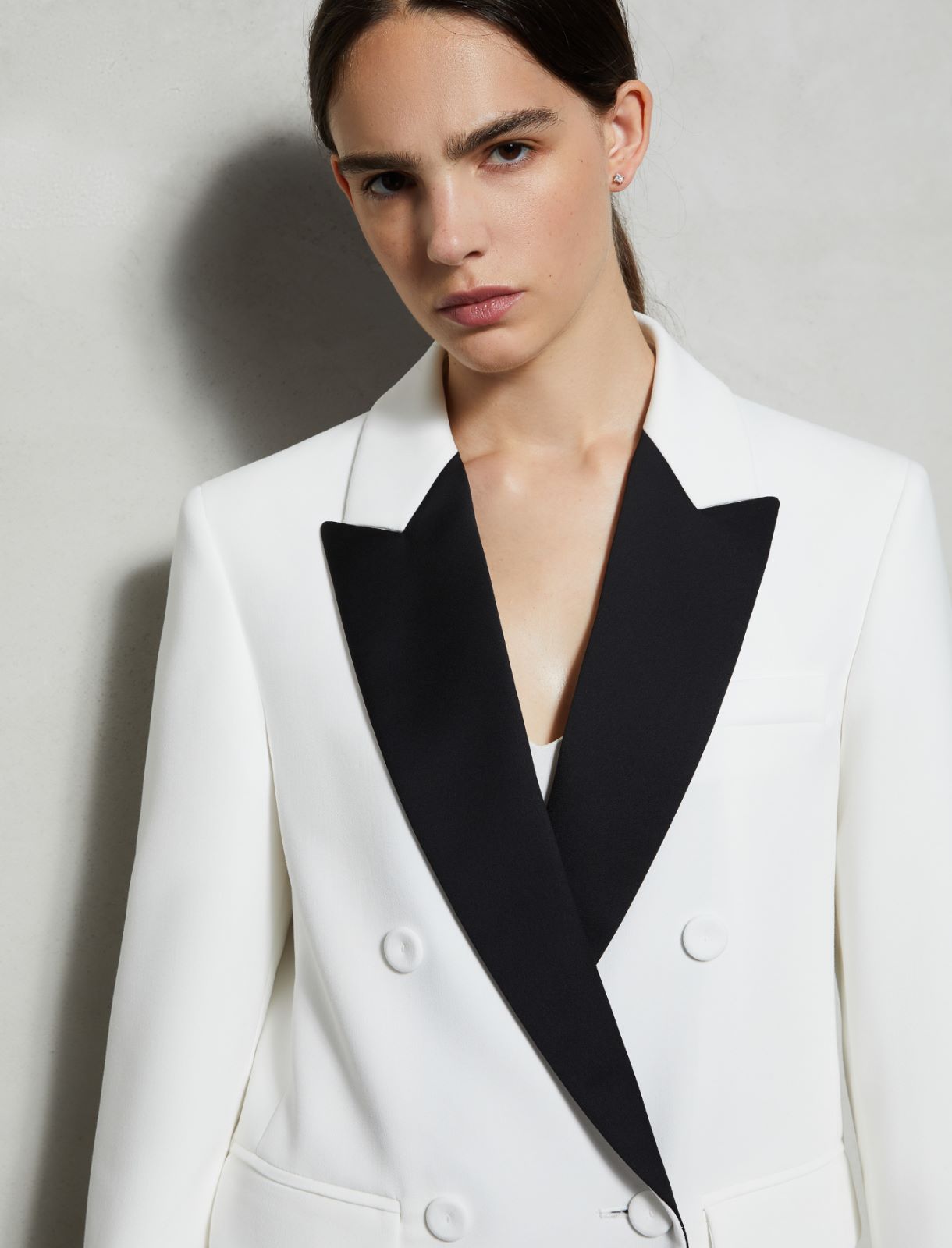 Satin-collared blazer - Cream - Marella - 4