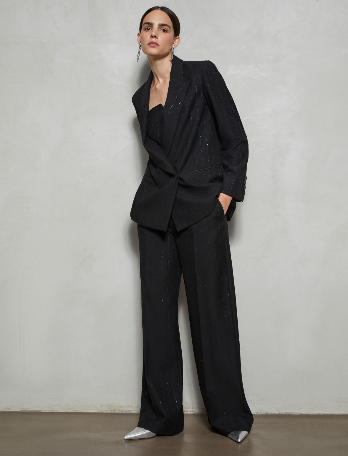 Tailored wide-leg trousers - Black - Marella - 3