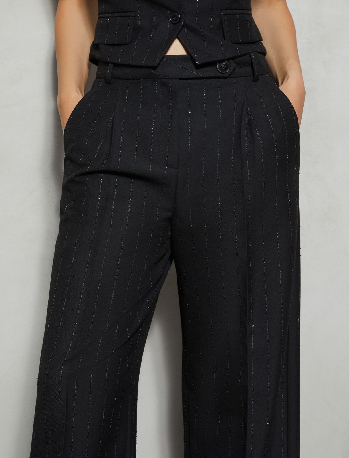 Tailored wide-leg trousers - Black - Marella - 4