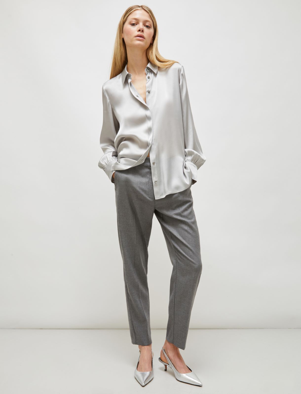 Pantalone a sigaretta - Grigio melange - Marella - 3