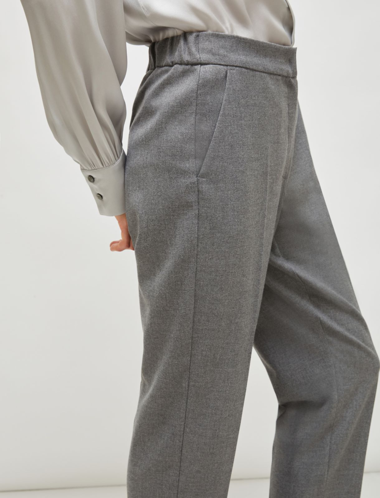 Pantalone a sigaretta - Grigio melange - Marella - 4