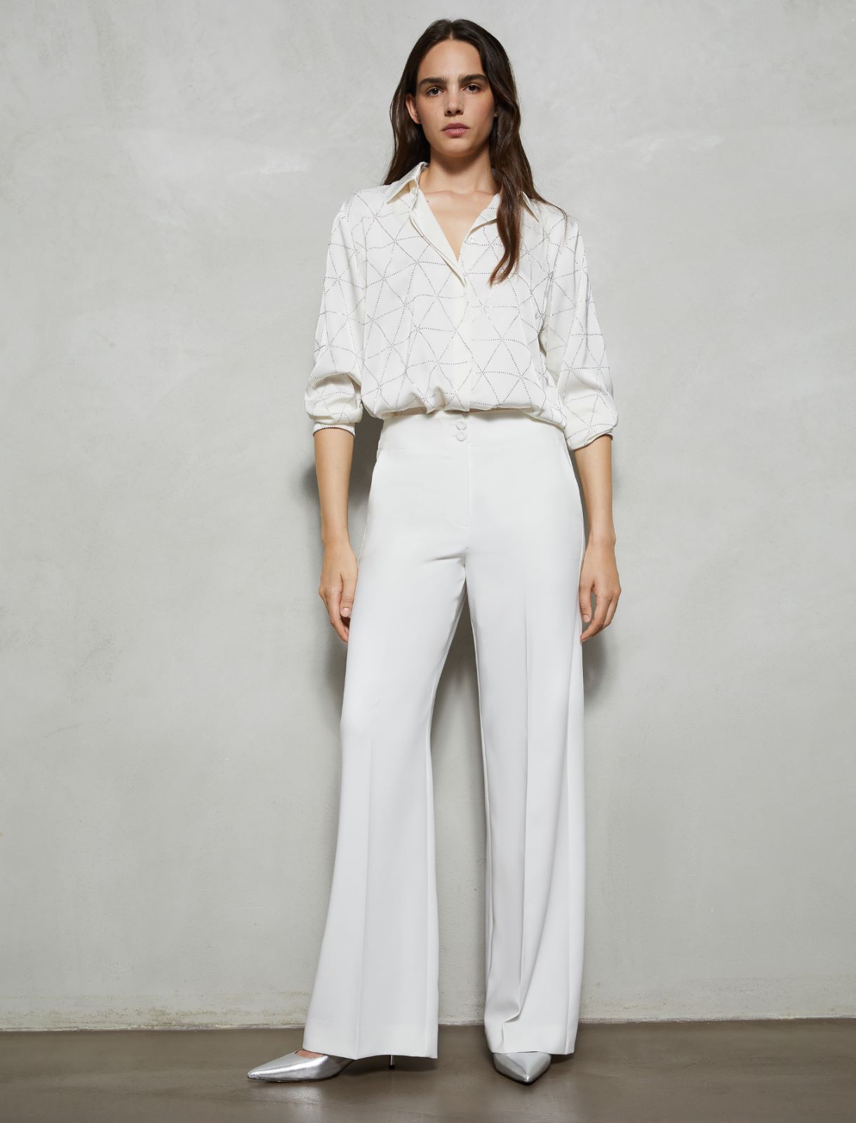 Wide-leg pleated trousers - Cream - Marella - 3