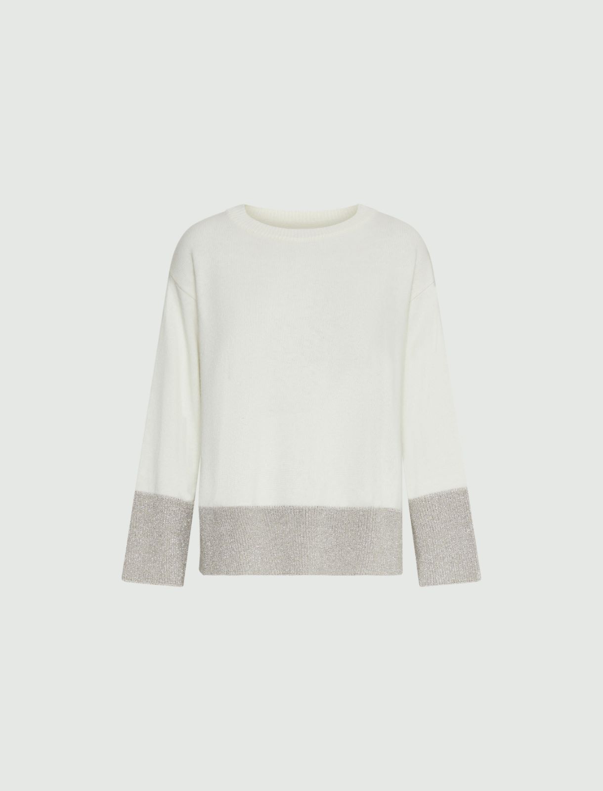 Maglia boxy in misto cashmere - Panna - 5