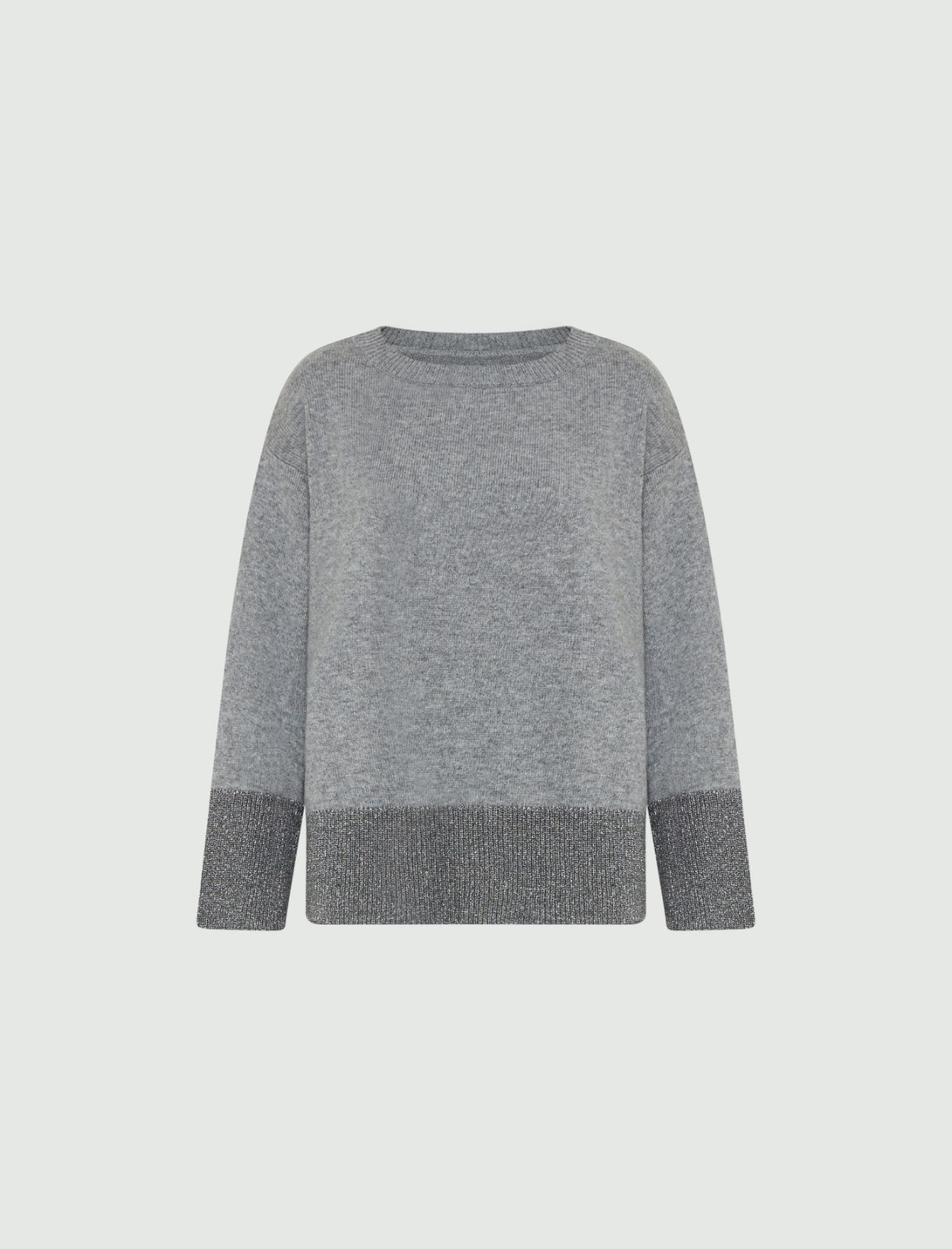 Maglia boxy in misto cashmere - Grigio - 5