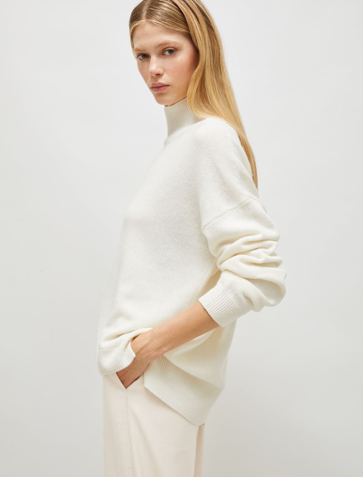 Oversized cashmere-blend sweater - Cream - Marella - 3