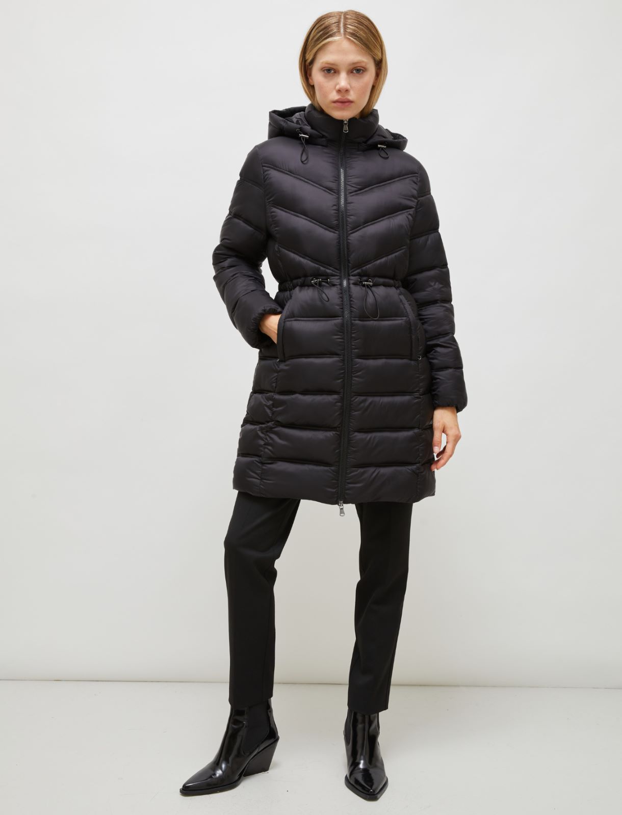 Long quilted down jacket - Black - Marella - 2