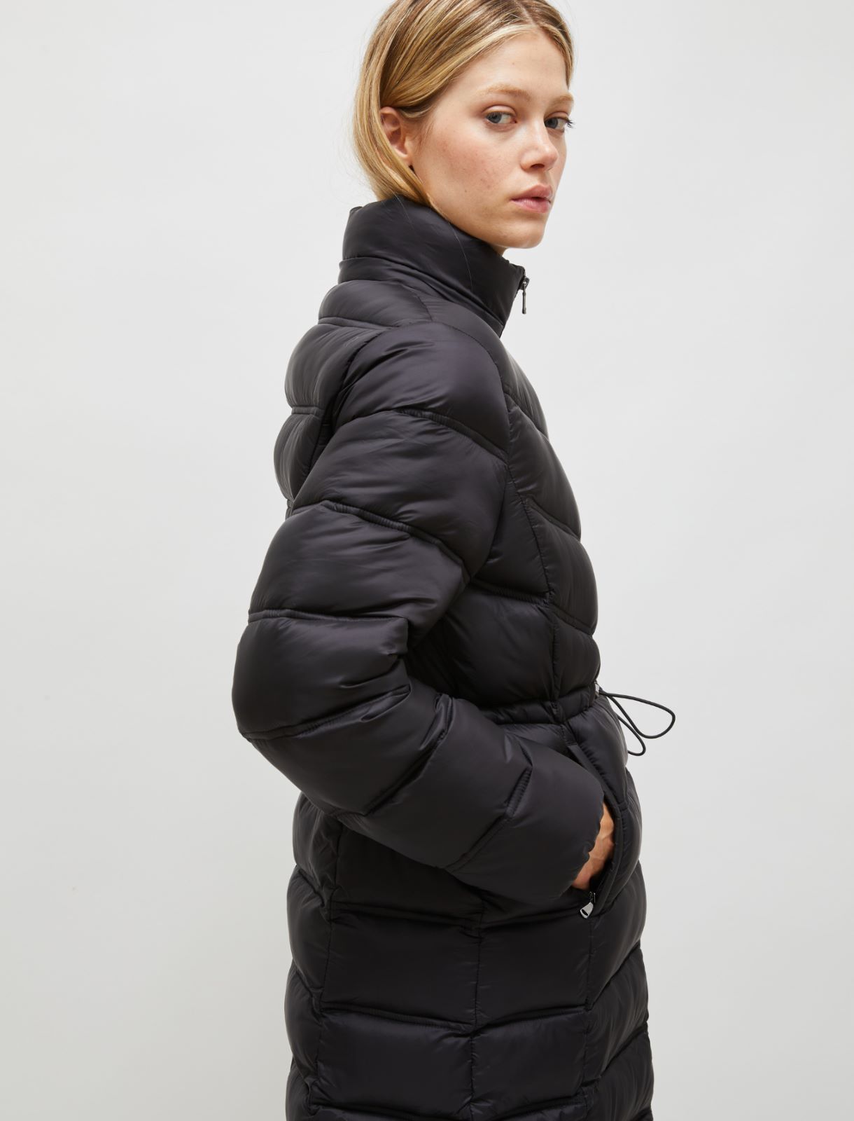 Long quilted down jacket - Black - Marella - 5