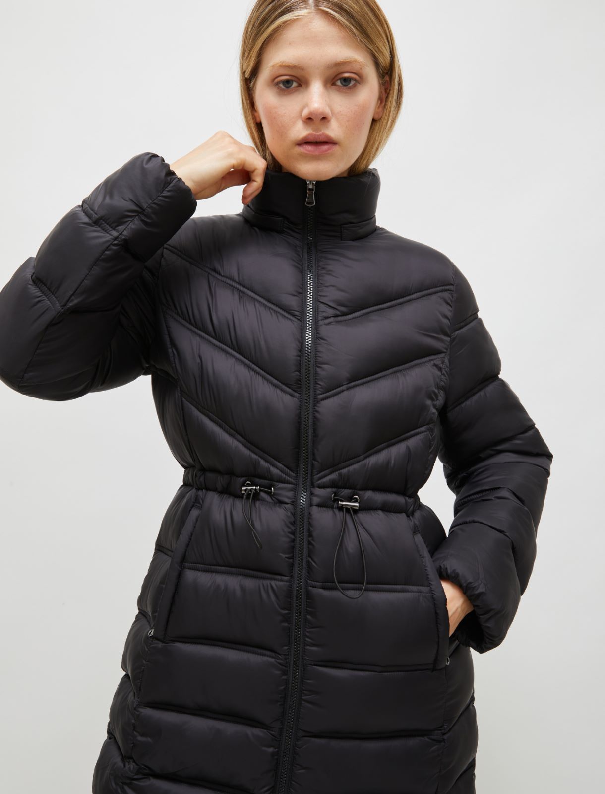 Long quilted down jacket - Black - Marella - 6