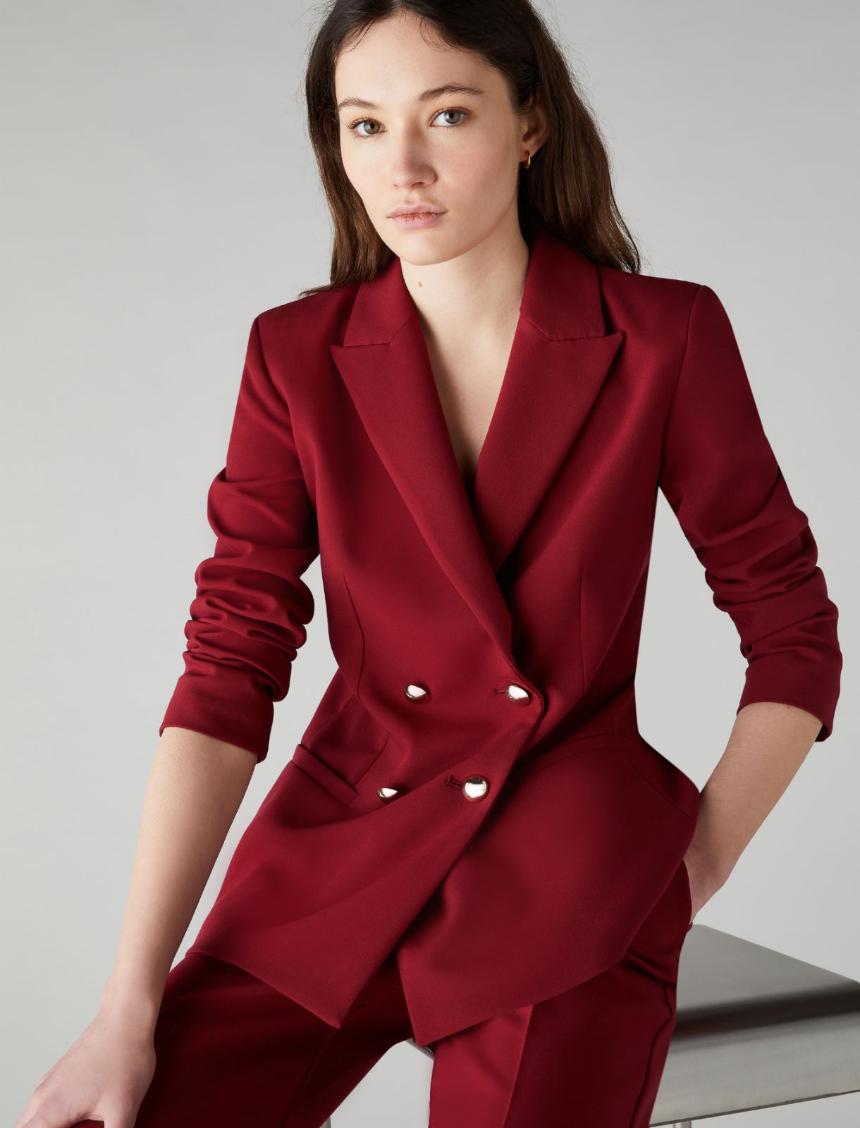 Double-breasted blazer - Bordeaux - Marella - 3