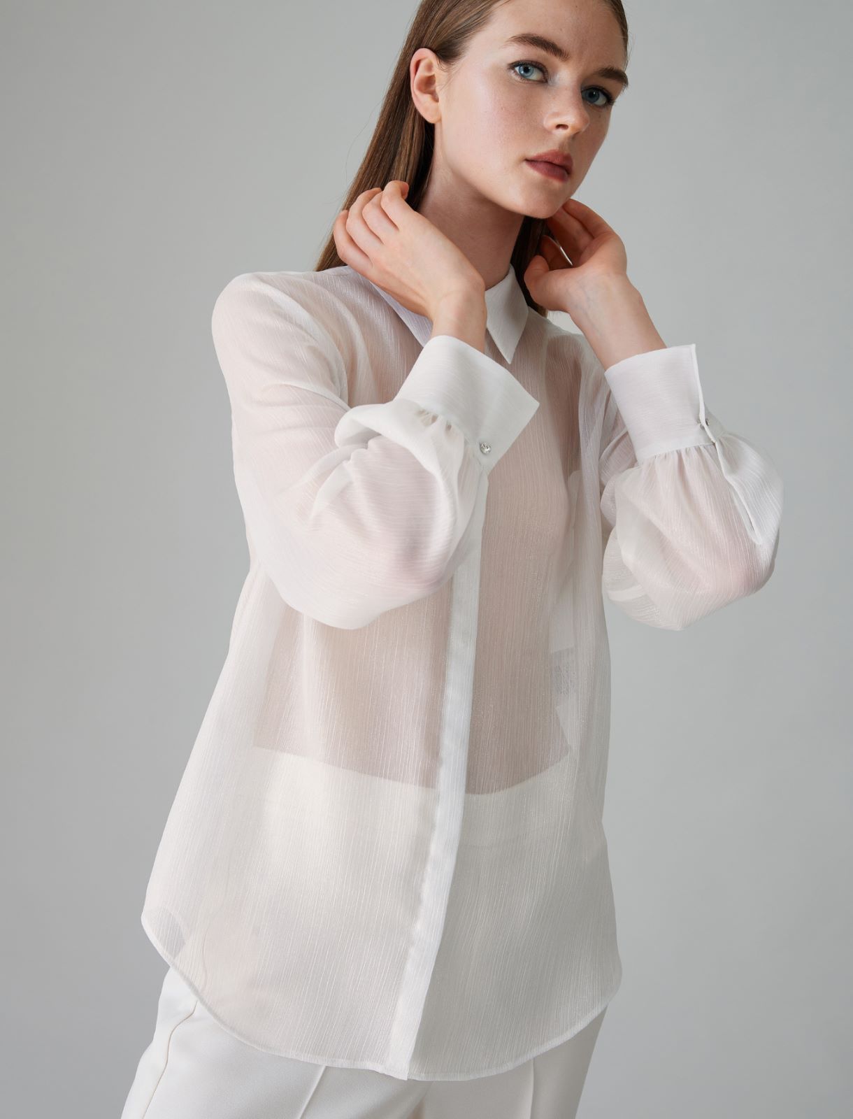 Shirt with removable scarf - Silver - Marella - 2