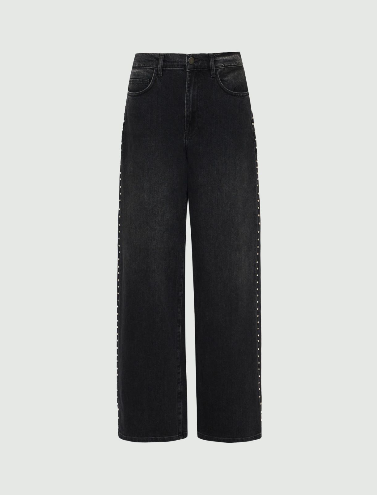 Crystal-adorned wide-leg jeans - Black - Emme