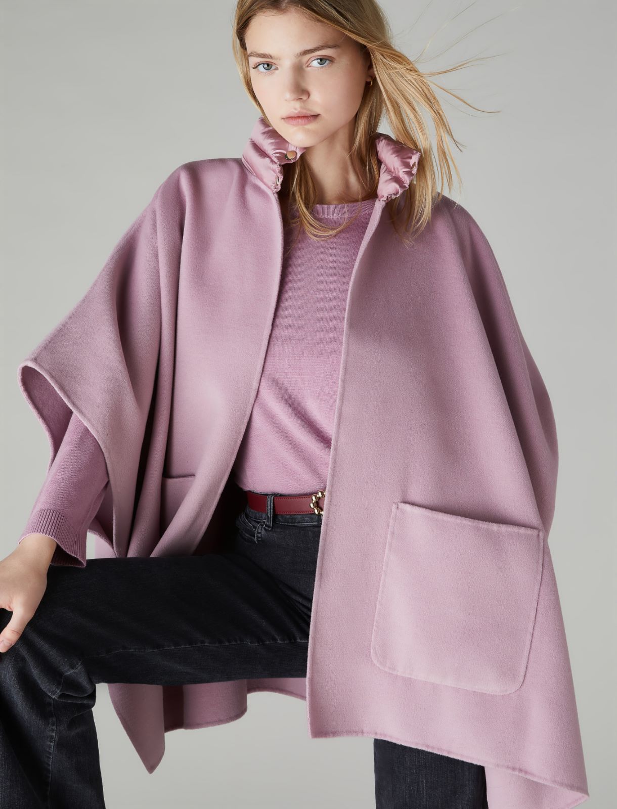 High-neck poncho - Mauve - Marella - 3