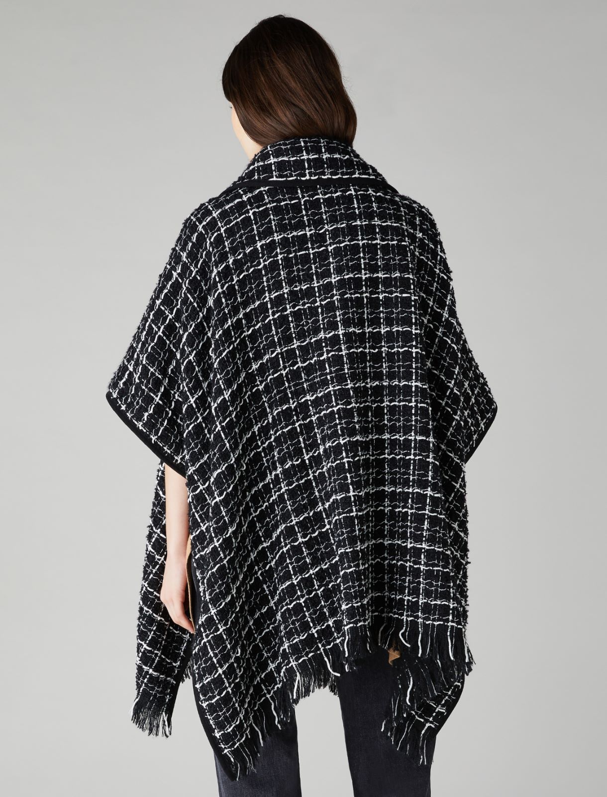 Bouclé poncho - Black - Marella - 3