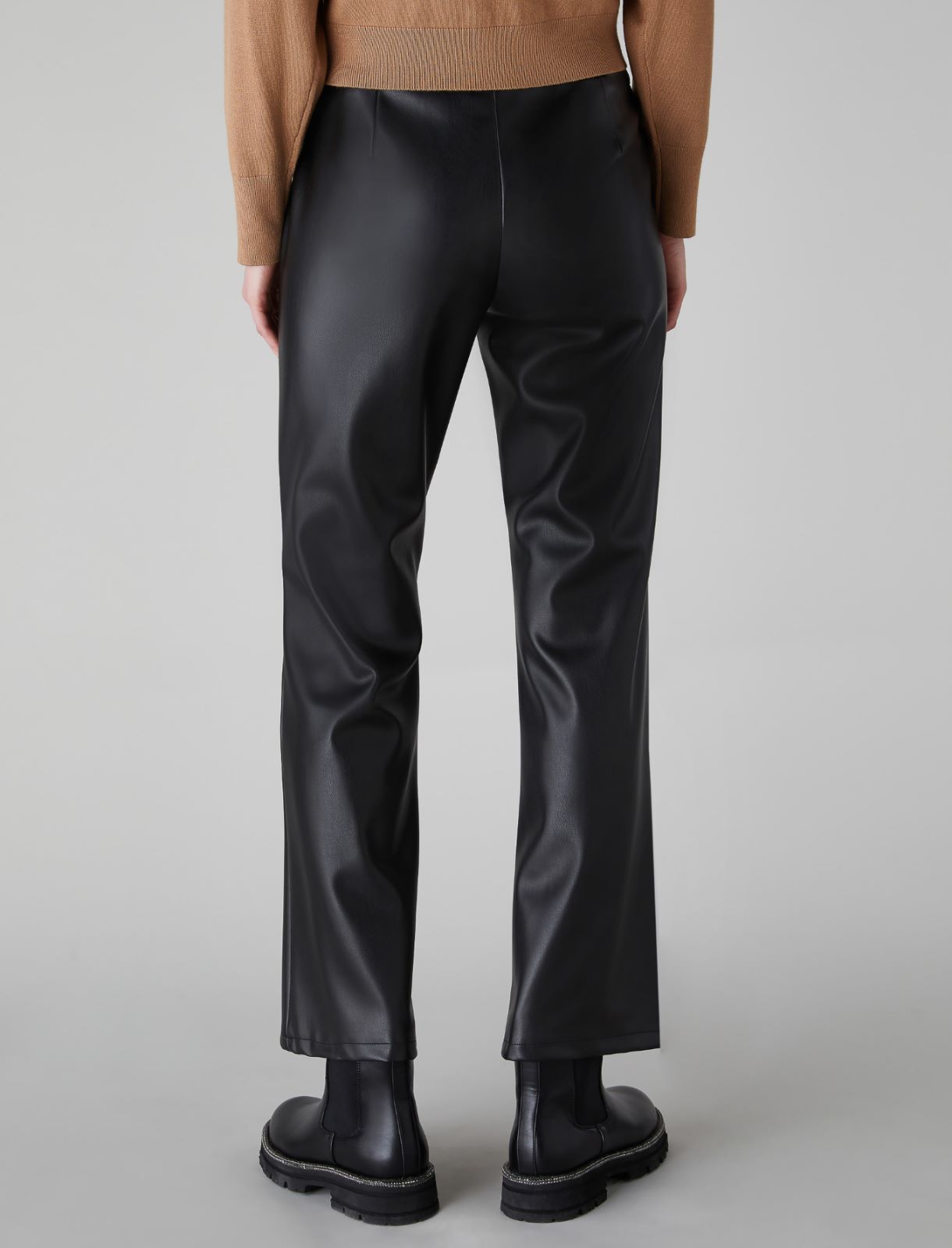 Coated jersey trousers - Black - Marella - 2