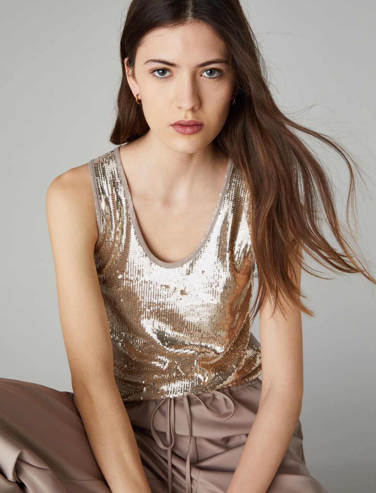 Sequin top - Beige - Marella - 4