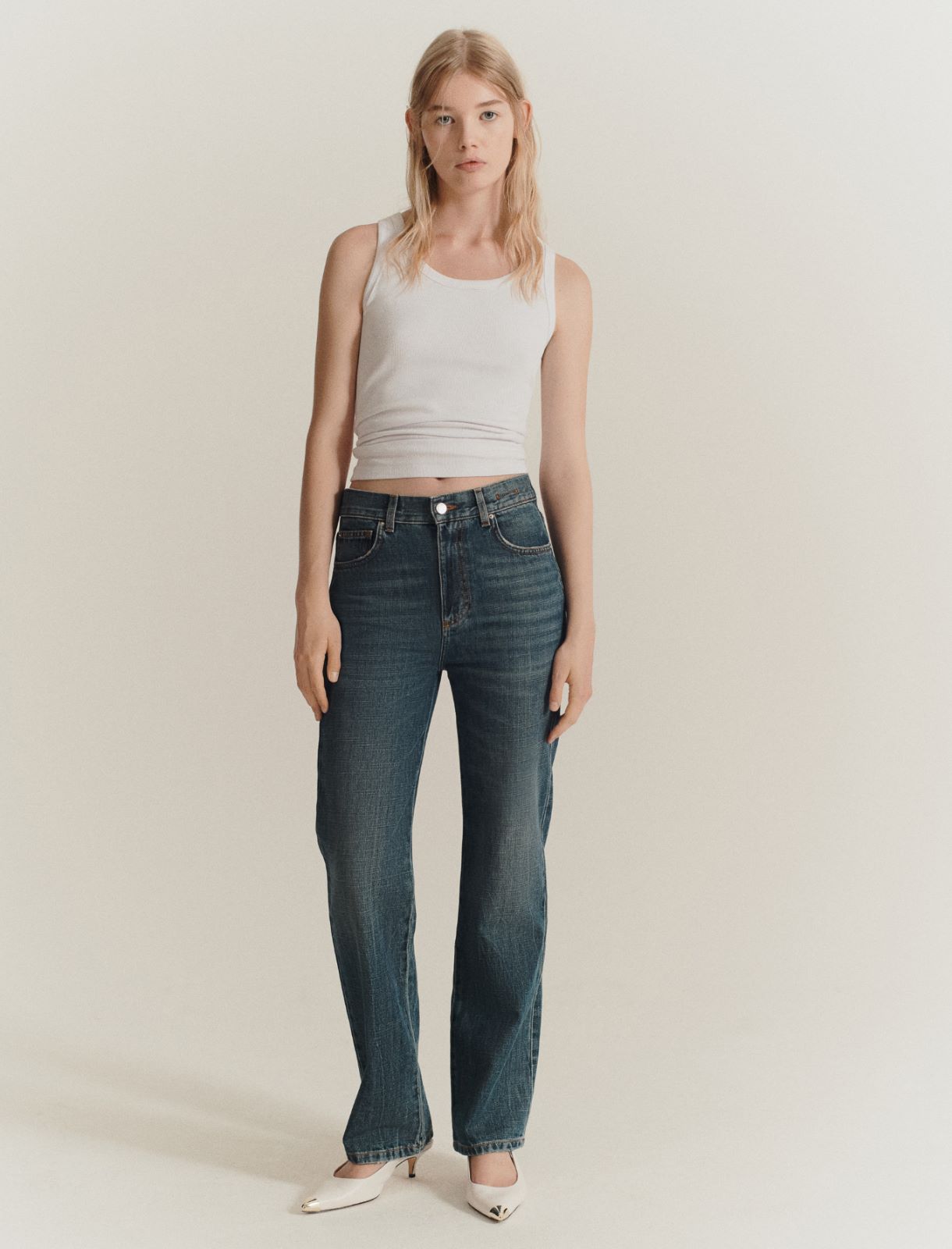 Wide-leg cross denim jeans - Ultramarine