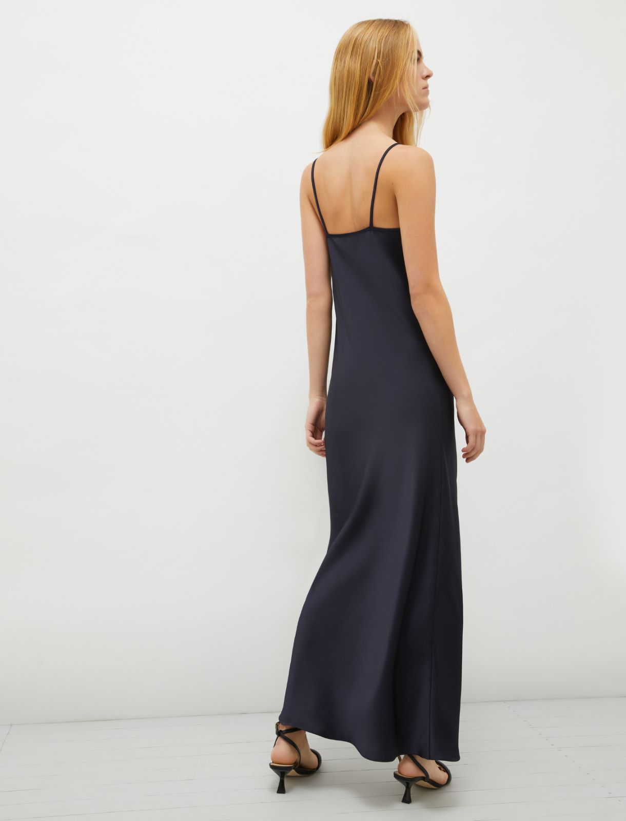 Satin slip dress - Navy - 2