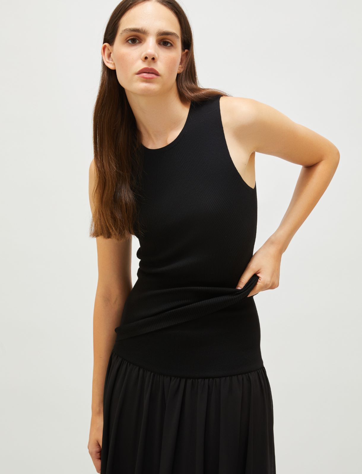 Sleeveless top with openwork detail - Black - Marella - 3