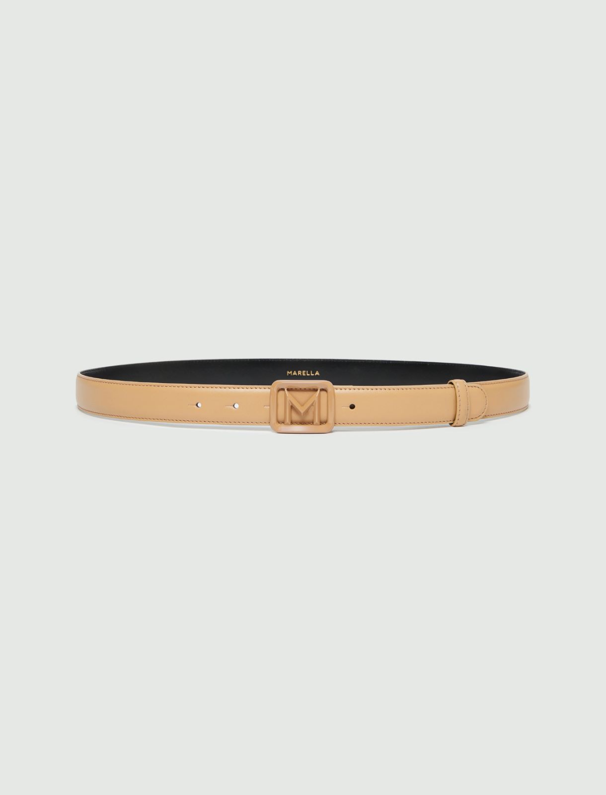 Painted M buckle-adorned belt - Camel