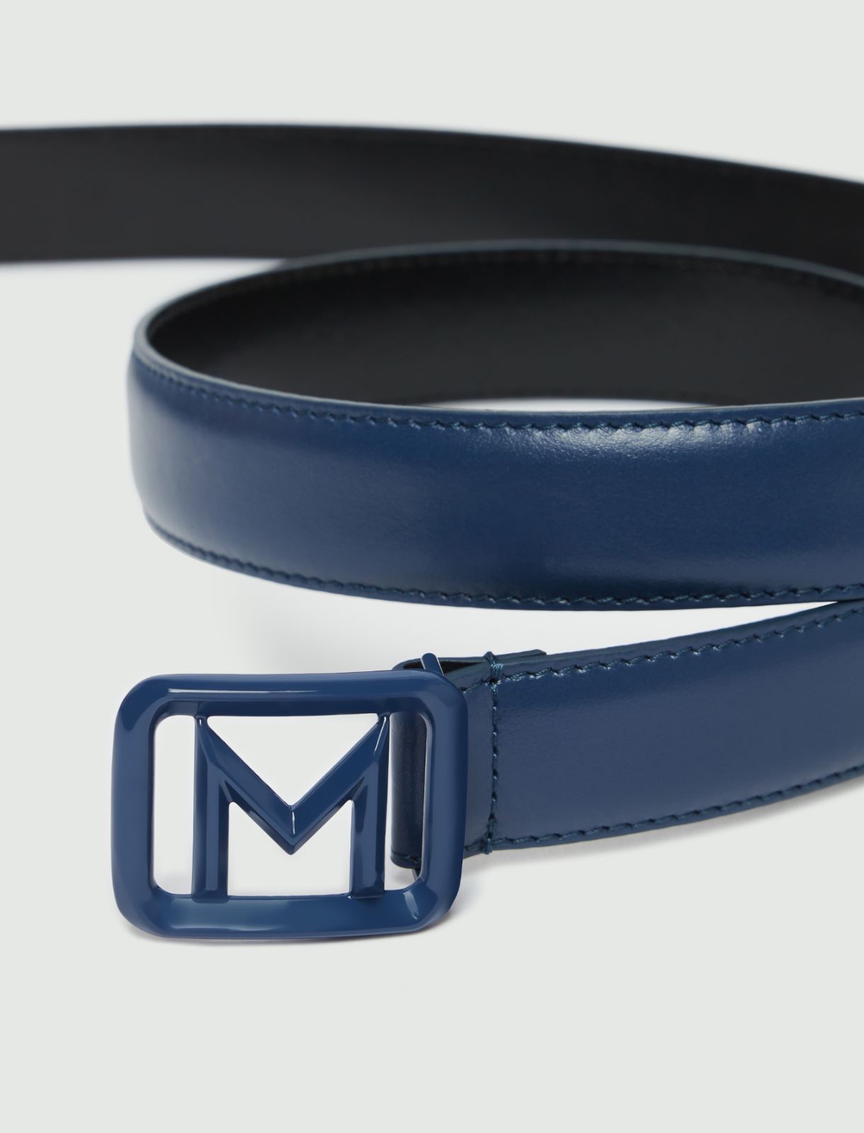 Painted M buckle-adorned belt - Navy - 2