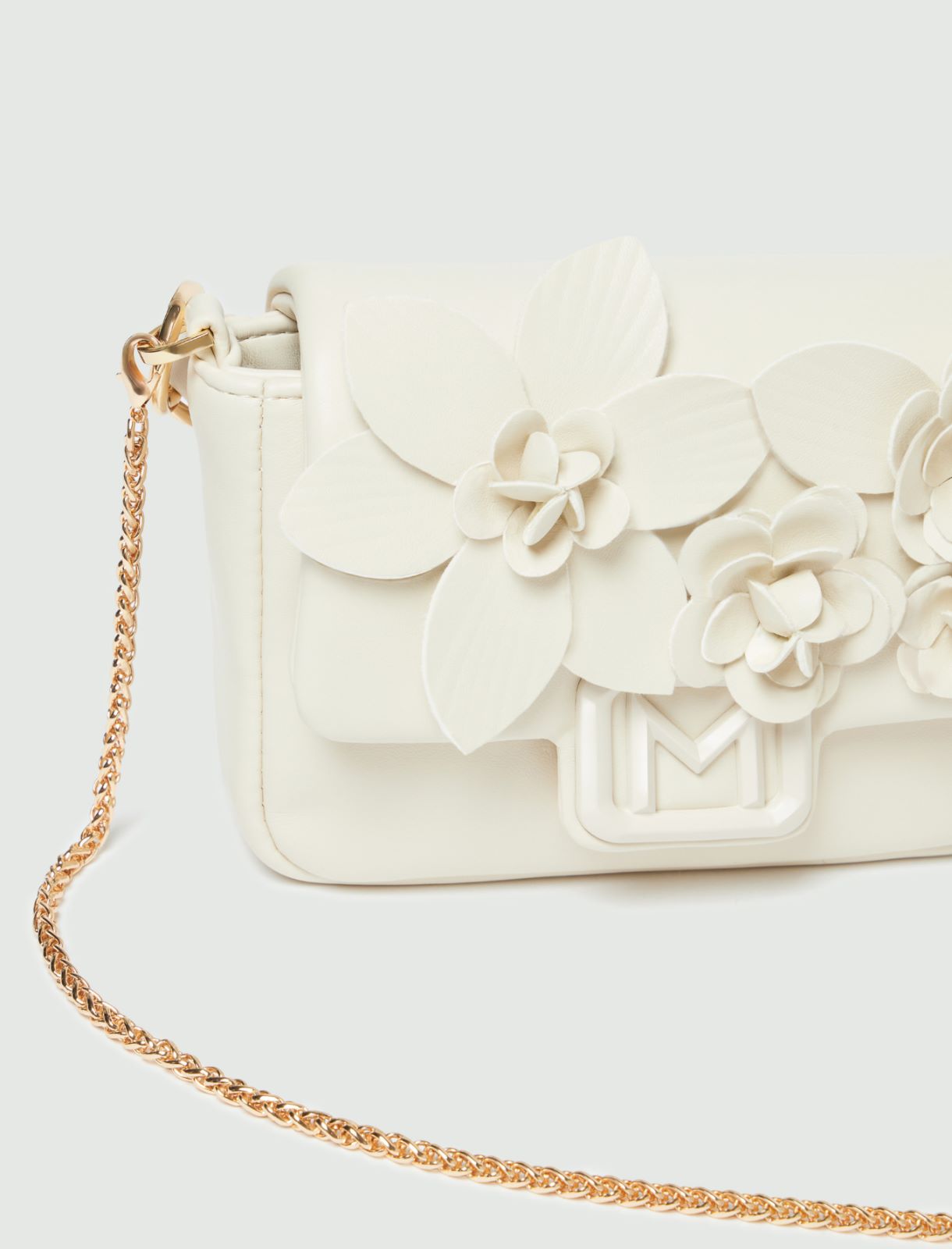 Embroidered flapover bag - White - 3