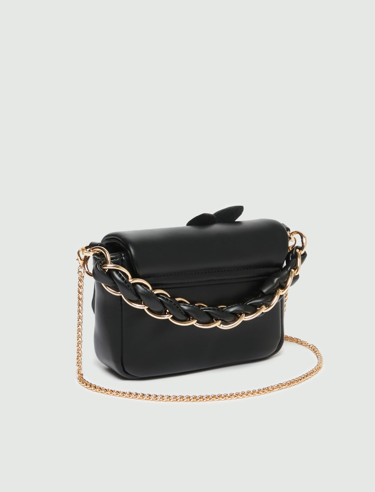 Embroidered flapover bag - Black - 2