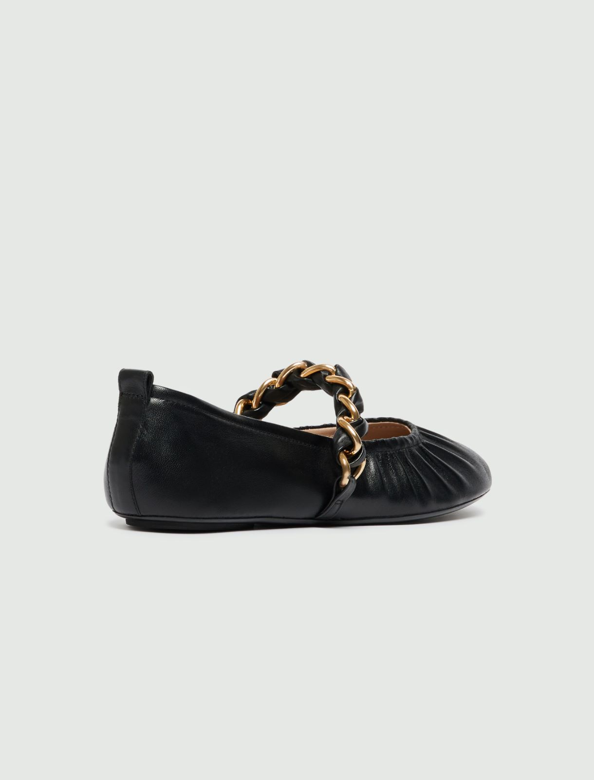 Nappa leather ballet flats with chain detail - Black - 3