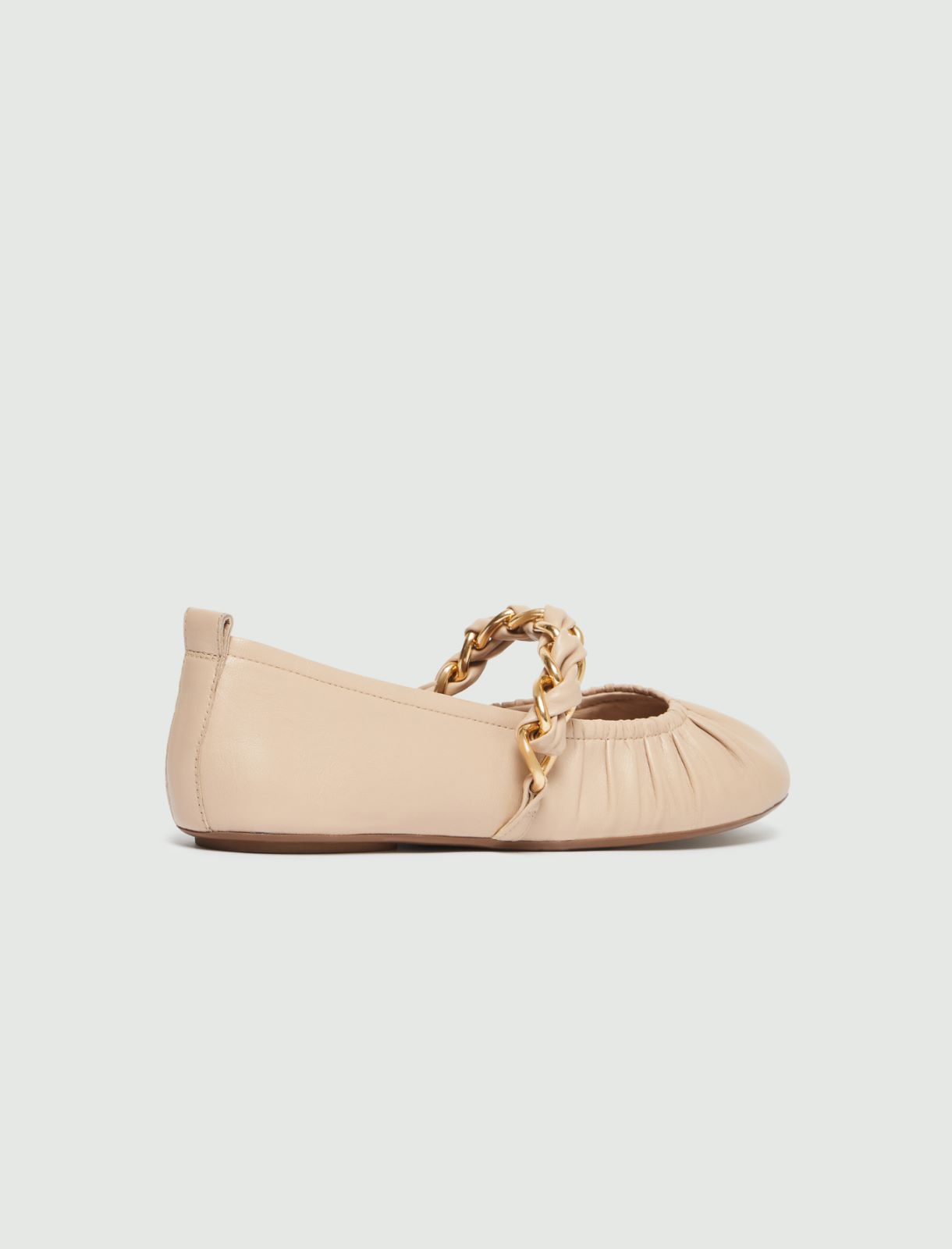 Nappa leather ballet flats with chain detail - Natural - 3