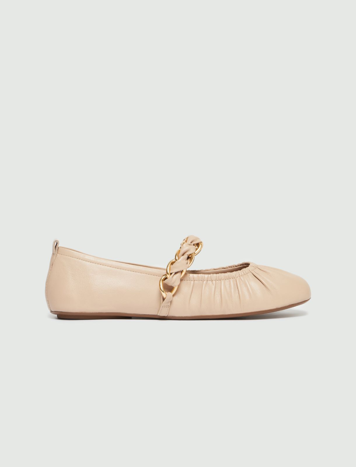 Nappa leather ballet flats with chain detail - NATURAL - Marella