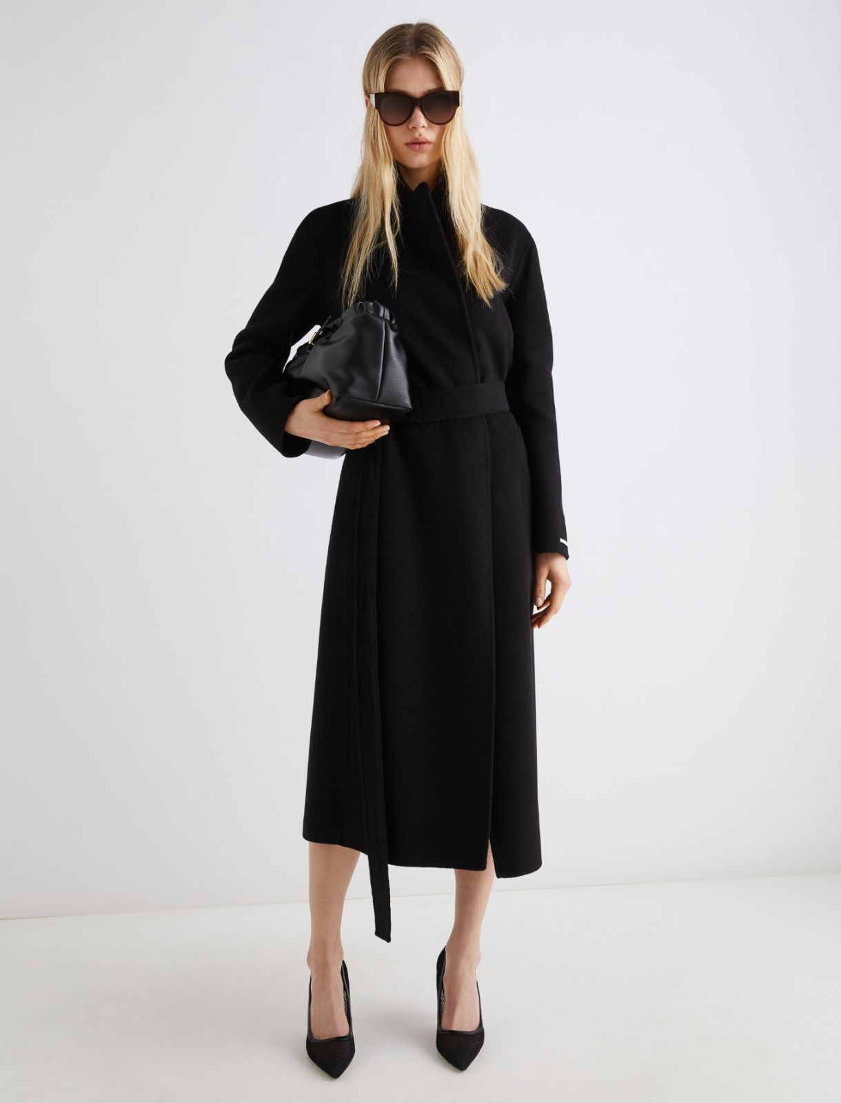 Straight-fit wool coat - BLACK - Marella
