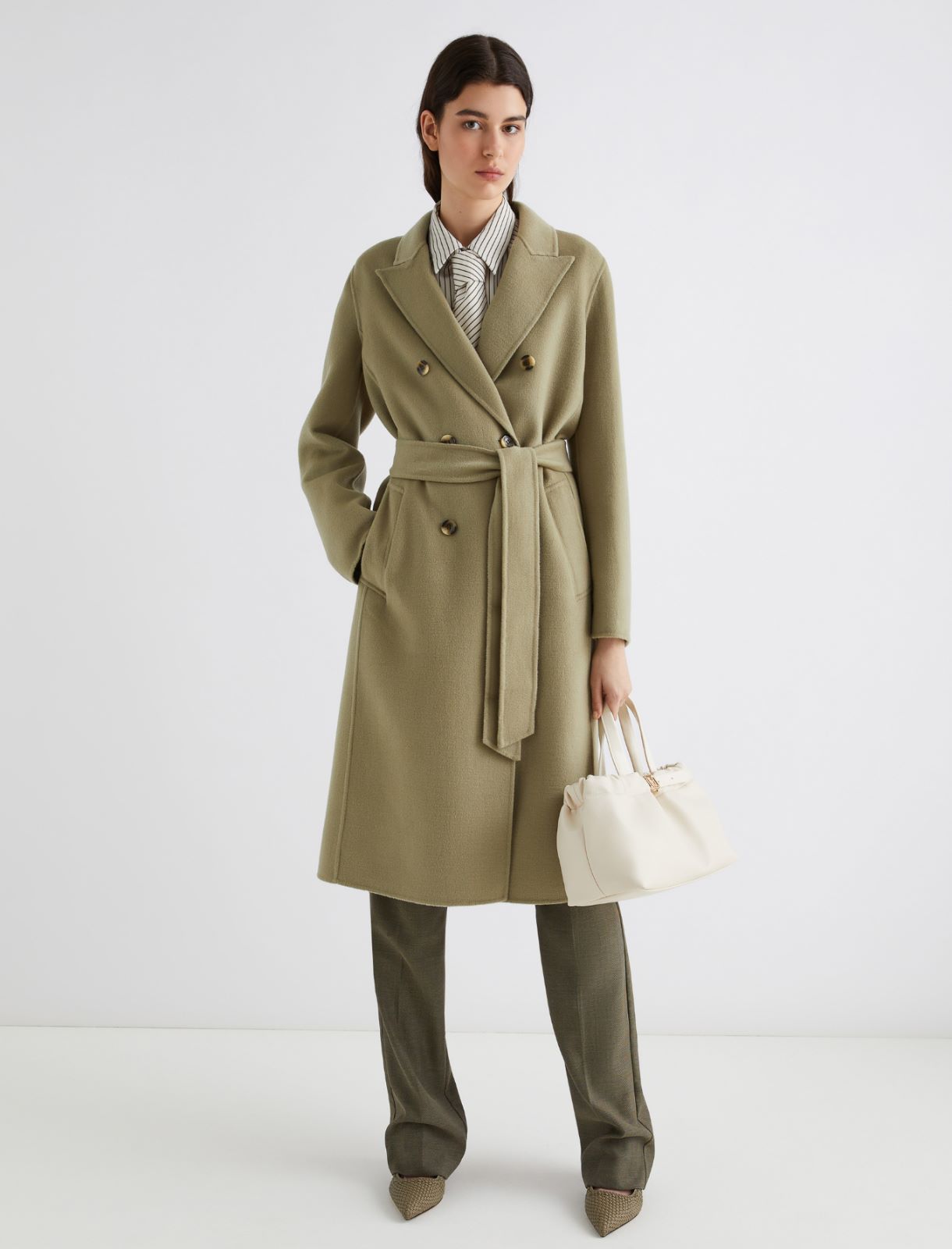 Double-breasted pure wool coat - SAGE - Marella