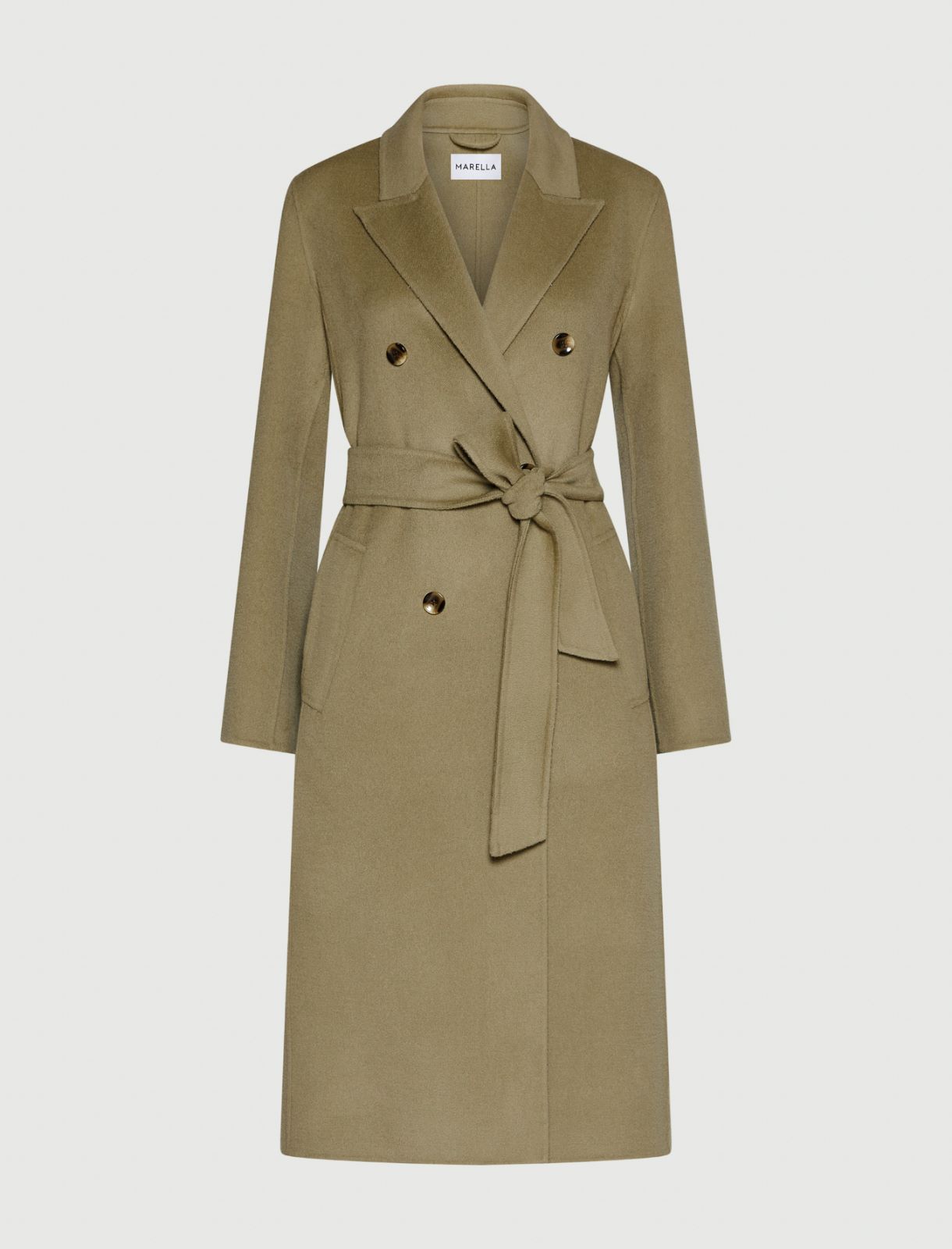 Double-breasted pure wool coat - SAGE - Marella